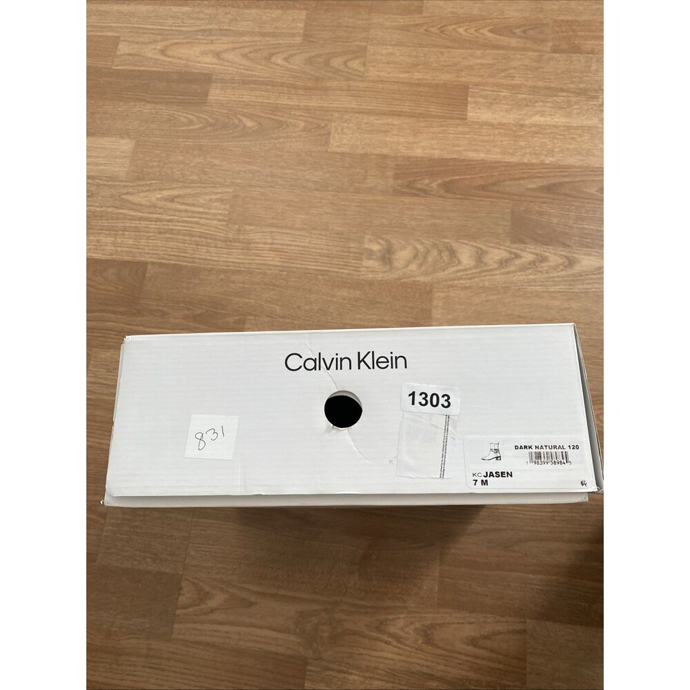 Calvin Klein Jasen Buckle Strap Block Heel Ankle Bootie Brown Size 7M $139 MSRP - Picture 3 of 16